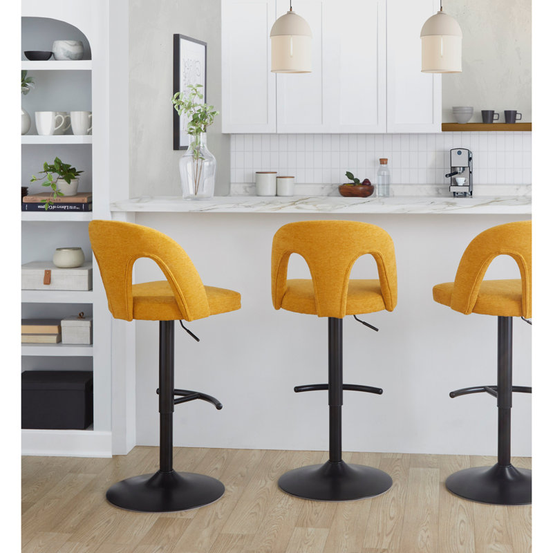 Tabouret de bar réglable, Noir, Jaune