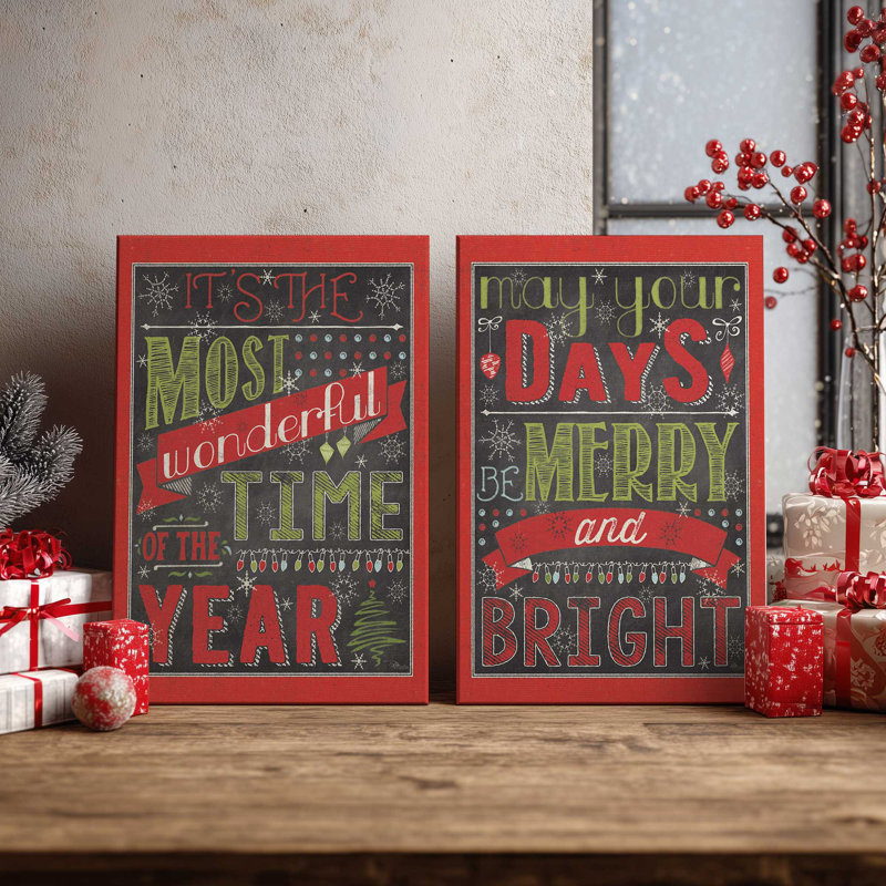 Merry and Bright Days, ensemble de 2 impressions sur toile, Toile tendue, H 36 po x l 48 po, Toile tendue