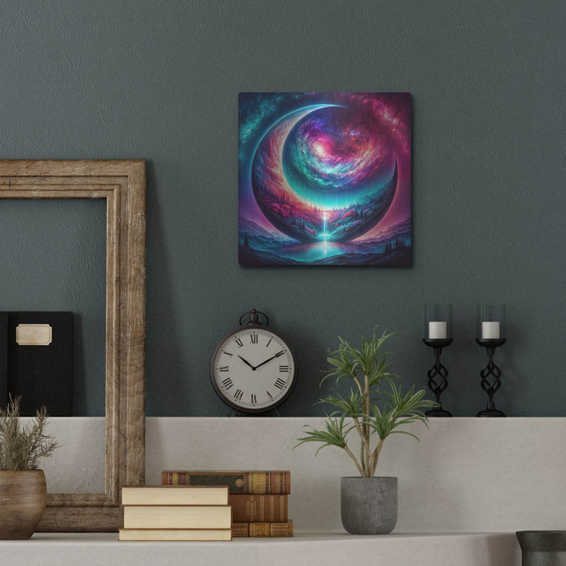  «Moon World 2» par Rey Klimt, art mural en métal, 12 po x 12 po, H 12 po x l 12 po