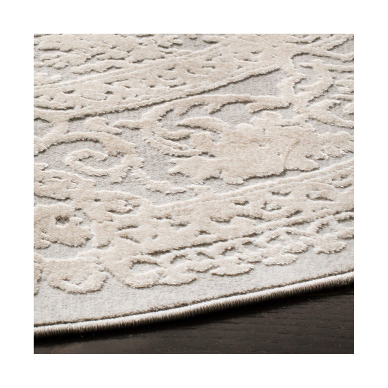 Tapis oriental gris clair / crème Calidia, Rond 3 pi