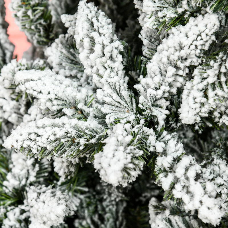 Arbre de Noël artificiel de 7,5 pi de hauteur avec neige floquée, réaliste, ignifuge, assemblage facile, détails, méthode