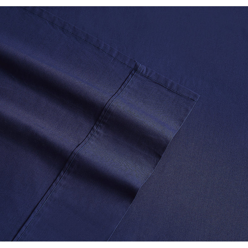 100% Cotton Standard Sheet Set, King Sheet Set with 2 Pillowcases, Navy