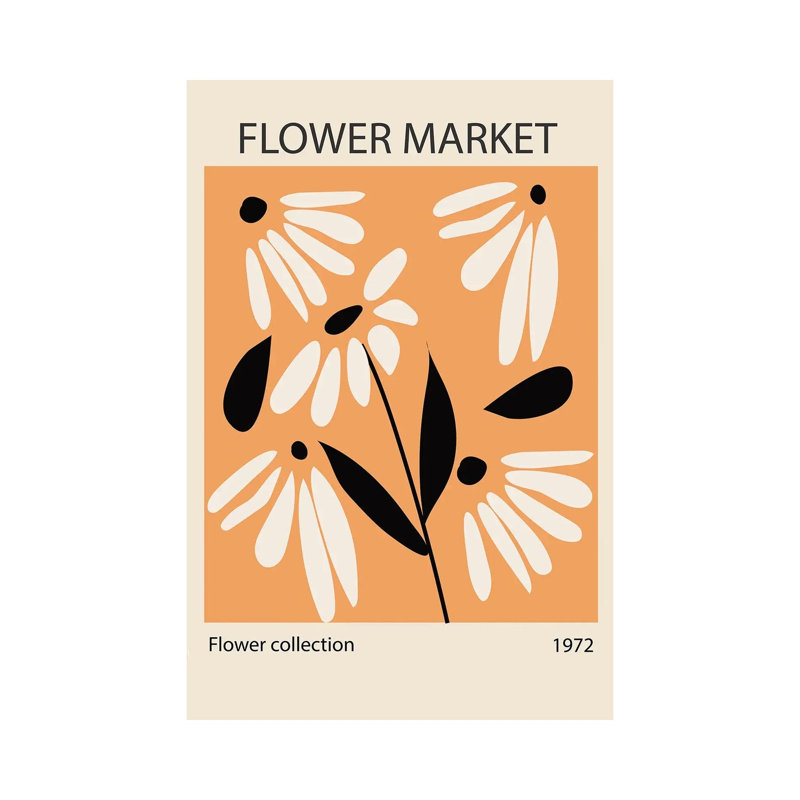 «Retro Flower Market Design», reproduction d'art sur toile tendue, 26" x 18", Toile tendue avec châssis, No Frame