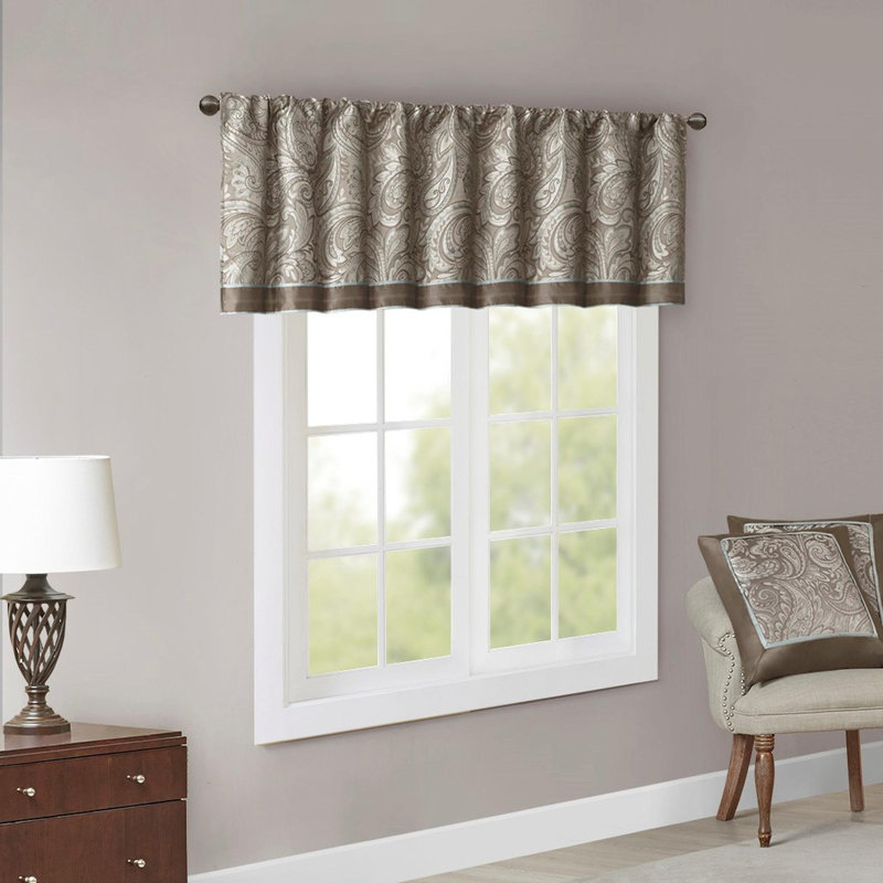 Jacquard Window Valance Blue/Brown 50x18", Blue/Brown