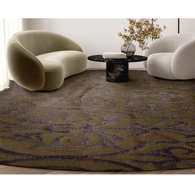 Floral Area Rug, Round 7'