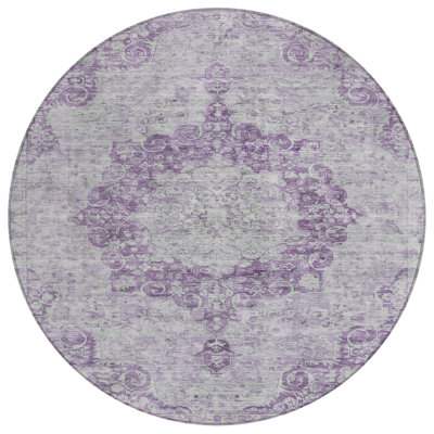 Arienne Purple Washable Indoor-Outdoor Rug - LOOMLAN