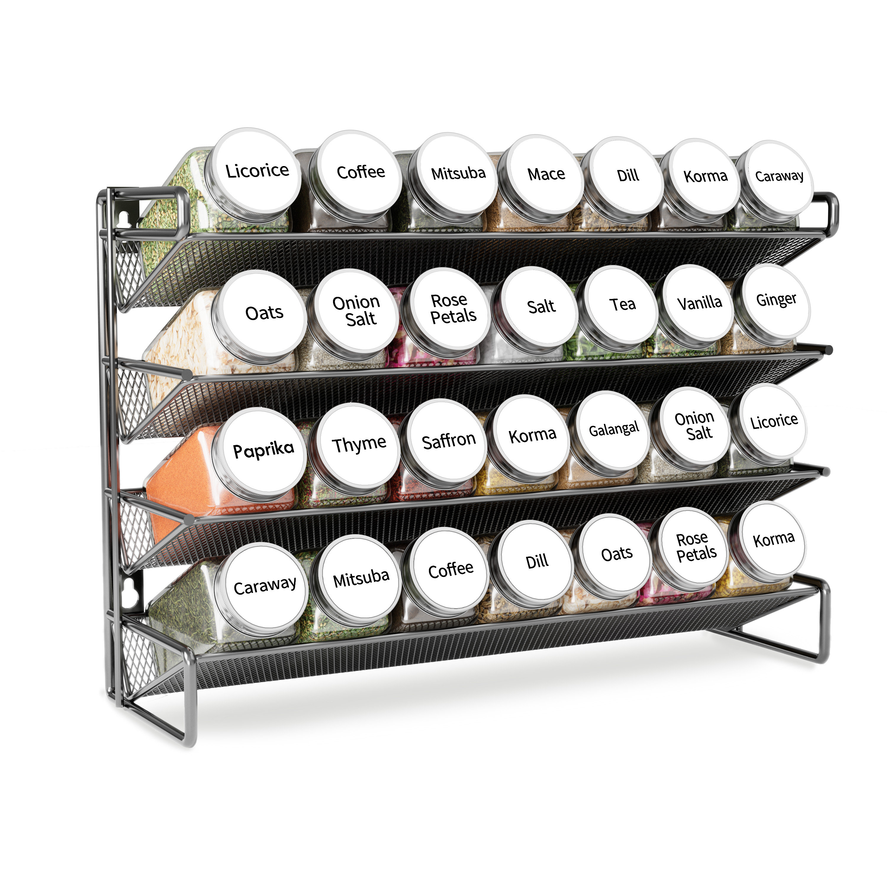 SpaceAid Spice Rack Organizer Set with 28 Spice Jars, 386 Labels, Chalk ...