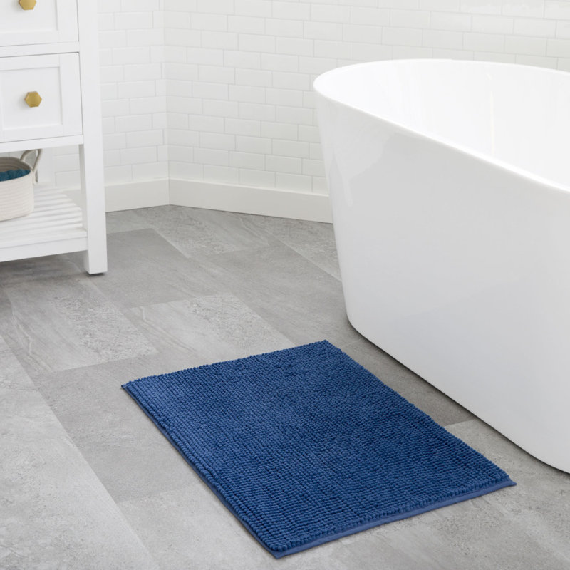 Tapis de bain en chenille Linenspa, 17 x 24, bleu marine, Simple - L 24 po x l 17 po