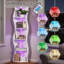 5 Tier Wavy Corner Shelf with LED Strip Lights, White Modern Corner Display Shelf, Freestanding LED Corner Ladder Shelf