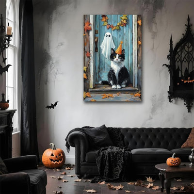 Adorable adorable chat fantôme sans toile 24 po x 36 po