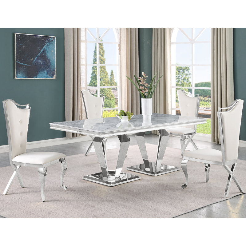 Ensemble repas pour 4 personnes Balsamo, Argent, Argent / Crème