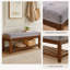 Banc d'entrée en bois d'hévéa massif avec coussin rembourré et étagère à chaussures intégrée, banc de rangement capitonné pour hall d'entrée, couloir ou salon