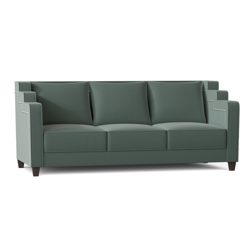 Abbey Sofa, M9463 Teal, Brown Mahogany