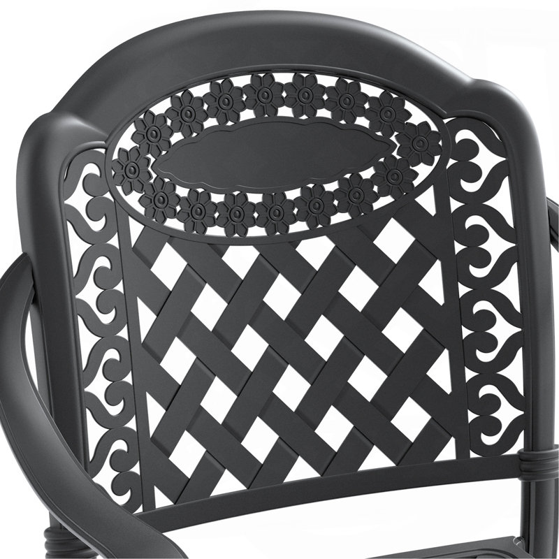 Chaise de patio en aluminium 6PCS avec structure noire et coussins rouges