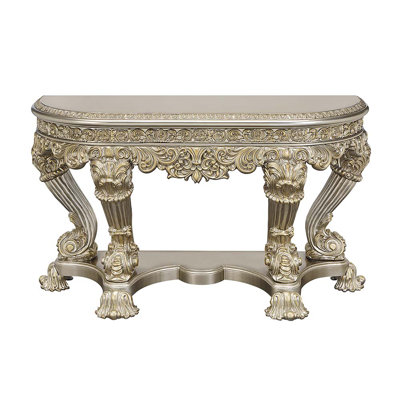 Danae Transitional Sofa Table in with Ornate Carvings Champagne & Gold by ACME Furniture