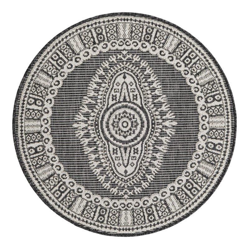 Indoor/Outdoor Traditional Area Rug, Round 3'1"
