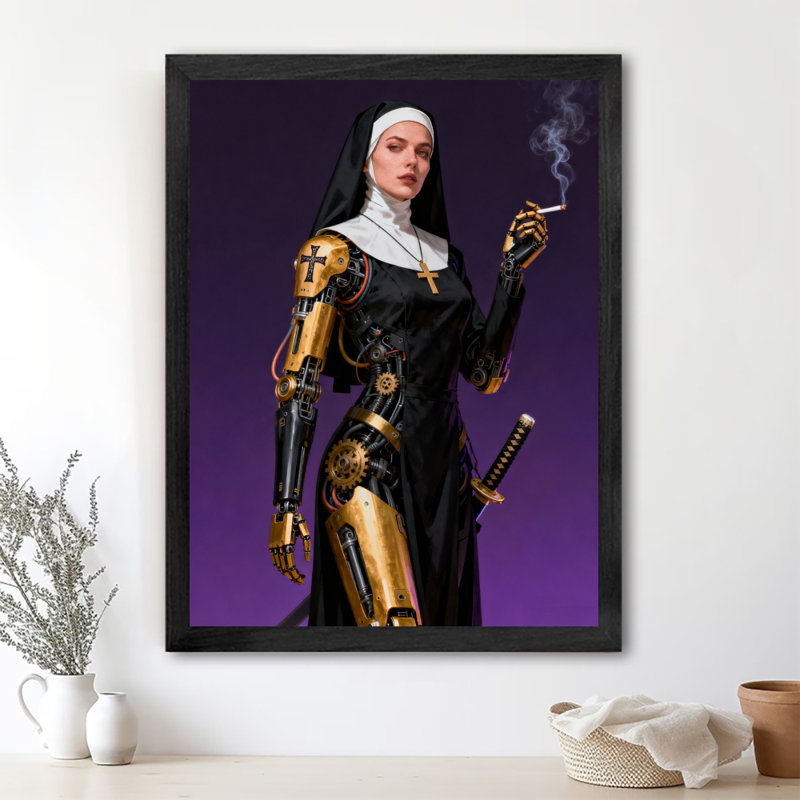 Reproduction d'art encadré noir rétro, H 11 po x l 9 po