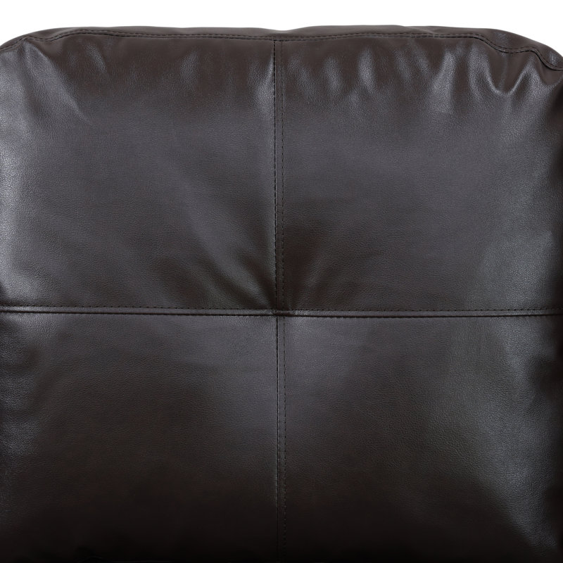 Faux Leather Ottoman, Black, Brown Faux Leather