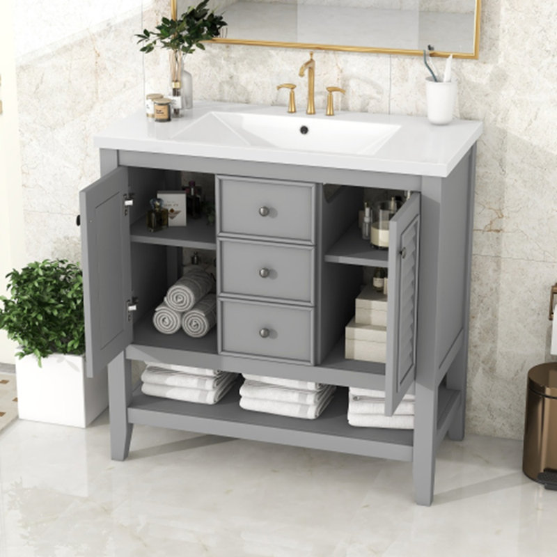 35.98'' Single Bathroom Vanity Base Only, Gray