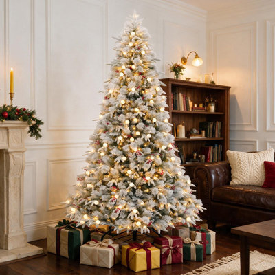 Arbre de Noël artificiel enneigé 12 pi avec 850 lumières DEL multicolores et 3704 branches
