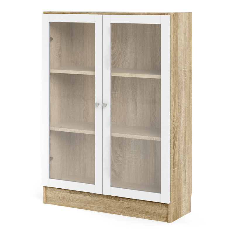 Basic Display Cabinet, Oak Wood/White