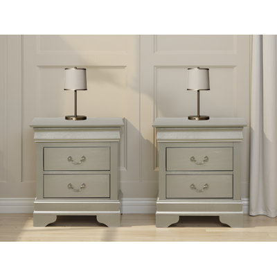 Zapopan Silver Champagne Nightstand Set Of 2