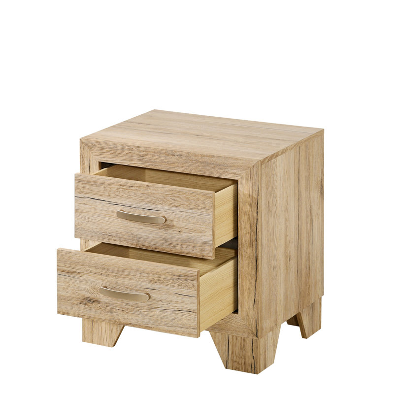 Table de chevet 2 tiroirs pour la chambre à coucher, table d'appoint en bois pour la maison