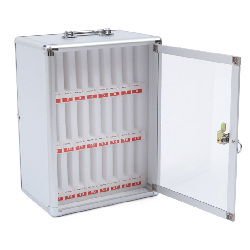 24 Slots Aluminum Alloy Pocket Chart Cell Phones Storage Cabinet for Cell Phones