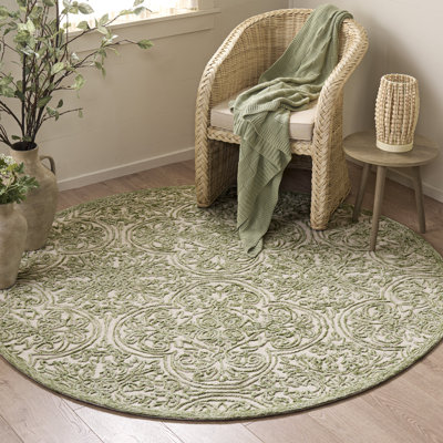 Tapis ivoire / vert Alfio Trace 101