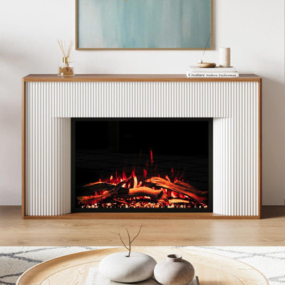 Ensemble de manteau de cheminée électrique moderne et moderne Arber | Chaufferette de foyer 33 po | Application Wi-Fi