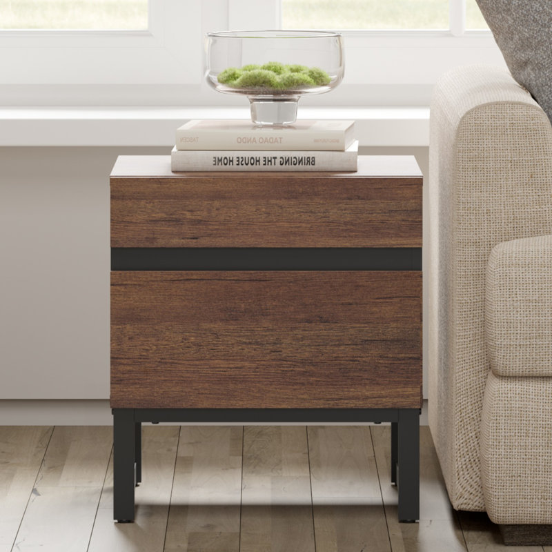 Table de chevet 2 tiroirs Aadam, Brun, Ensemble de 2