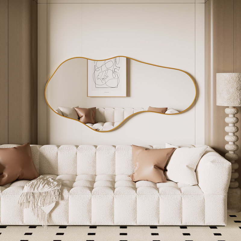 Irregular Unique Shaped Wall Mirror, Asymmetrical Mirrors, Cloud Mirror, Wavy Mirror, Morden Wavy Wall Mirror For Entryway Living Room Bedroom Bathroom