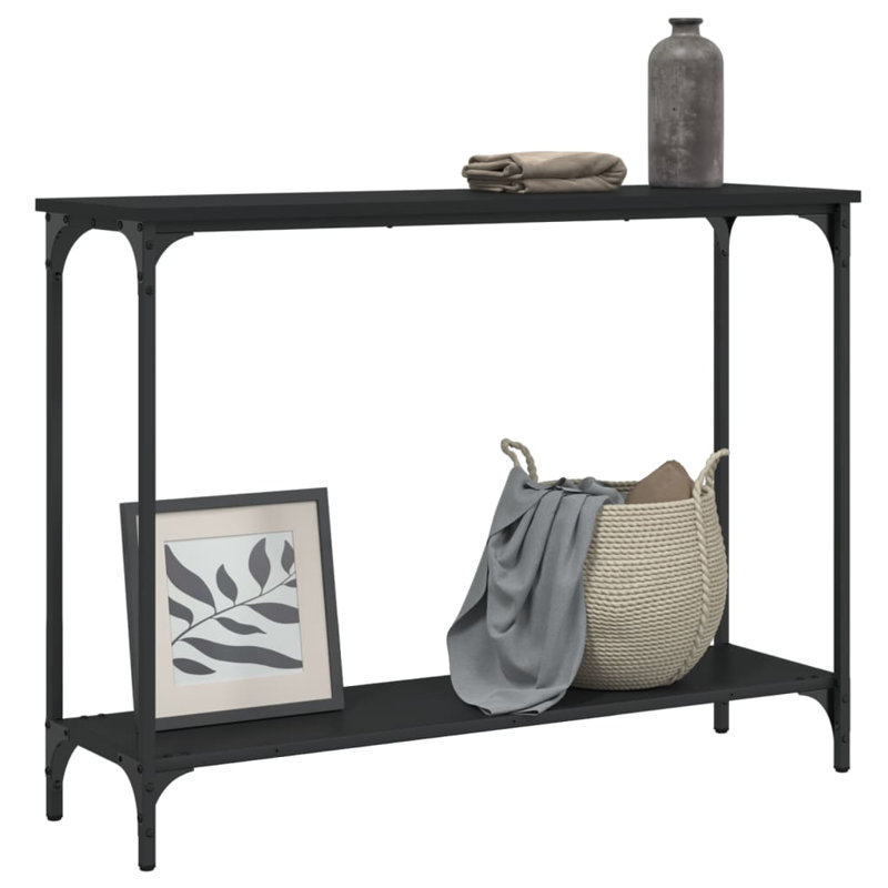 Console 17 étages en bois d'ingénierie, H 29,5 po x l 39,8 po x P 12 po, Noir