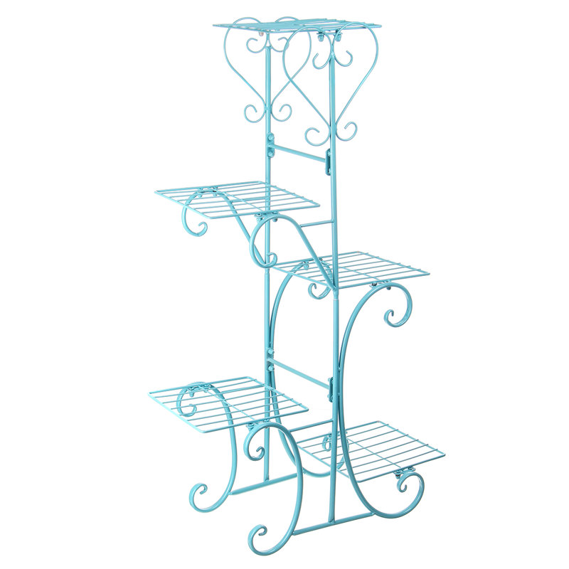 Hershel Metal Weather Resistant Plant Stand, Blue