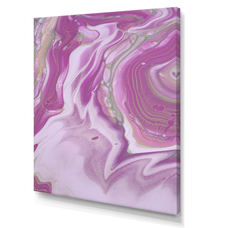 «Pink Marble Waves I», peinture sur toile, H 32 po x l 24 po x P 1 po, Toile tendue