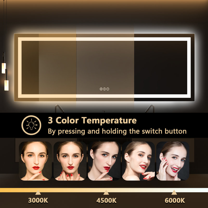 Large 32" x 84" LED Bathroom Mirror/Vanity Mirror with Defogger and Dimmable Functionality