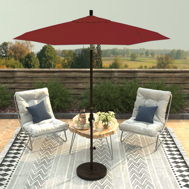 Parasol de marché 90 po Sunbrella, Toile Sunbrella® rouge Jockey, Bronze