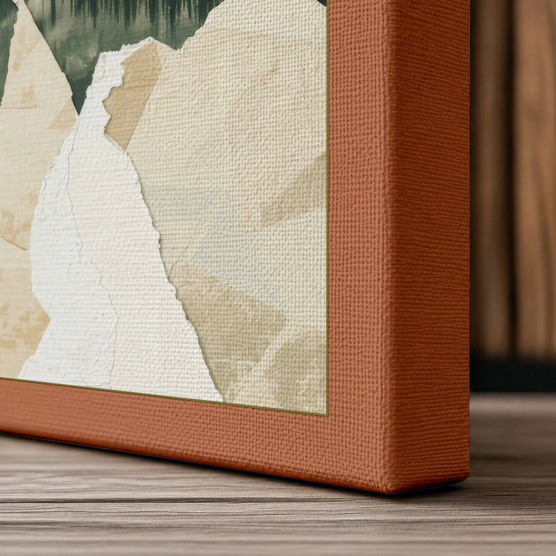 Mountain Reflections Scandinavian 1 Piece Wrapped Canvas Wall Art, 24x16 - 61.0 x 40.6 cm, Terracotta Border