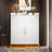 35.43 Inches White & Gold 6-Tier Entryway Shoe Storage Cabinet With Doors-244691012