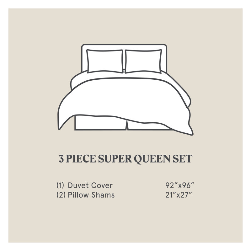 Hera Washed Linen Flange Modern Rustic Classic Chic Duvet Cover Set, King Duvet Cover + 2 King Shams, Sage Green