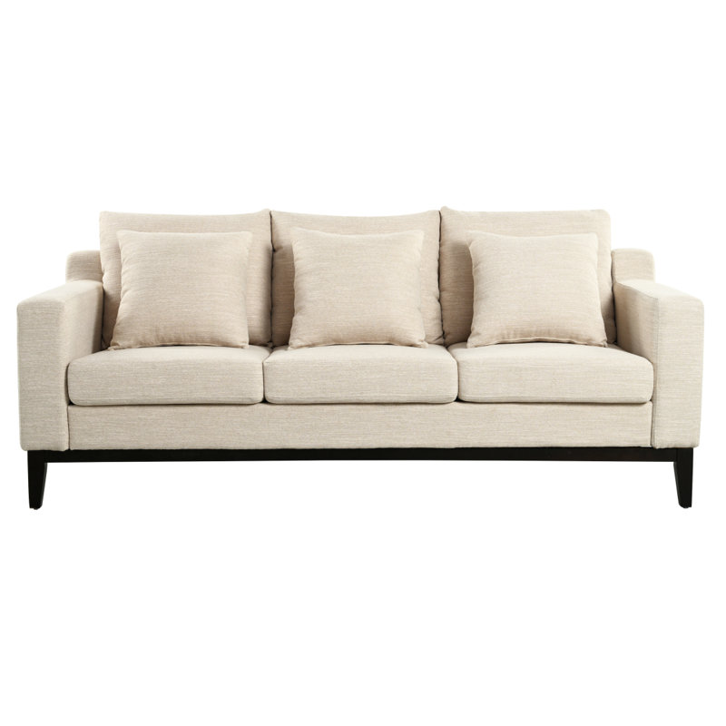 Canapé 3 places avec pieds en bois Mirod Comfy, moderne pour le salon et le bureau, Beige