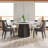 Modern Round Artificial Marble Dining Table with Artificial Stone Turntable & Black Textured Solid Wood Base(Dining Table Only)-1444464239