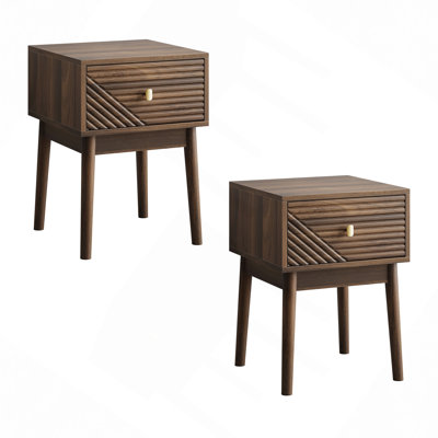 Ensemble de 2 pièces de table de chevet avec poignées en métal de style médiéval-moderne, ensemble de 2 pièces 15,75 po x 15,75 po x 21,65 po