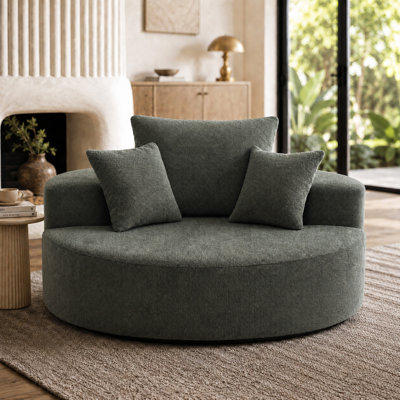 55" Oversized Boneless Swivel Round Pillow Back Sofa, Modern Comfy Lounge Seating