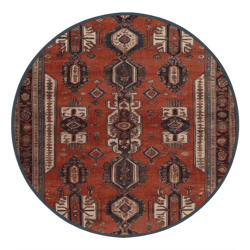 Tapis brun lavable à la machine, Rond 7 pi