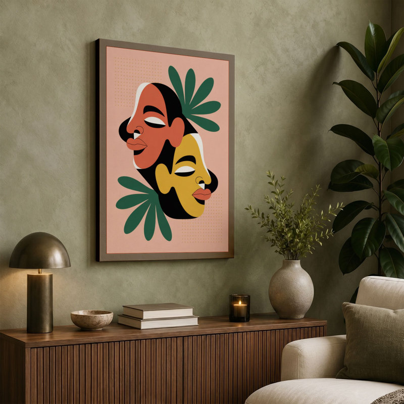Duality in Harmony Modern - Wrapped Canvas, 24x16 - 61.0 x 40.6 cm, Teal Border