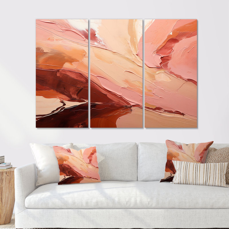 Cacao Landscape Immersion - ensemble d'art mural abstrait, Toile tendue, H 40 po x l 60 po x P 1 po