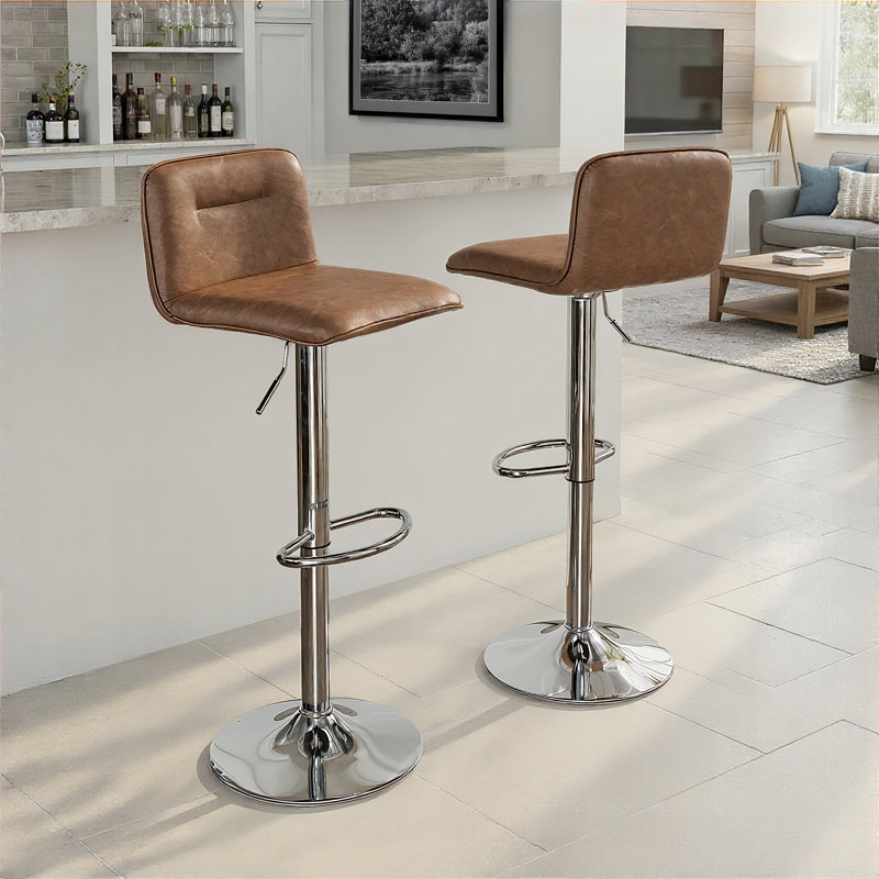 Ogan Adjustable Barstool - Set Of 2, Brown