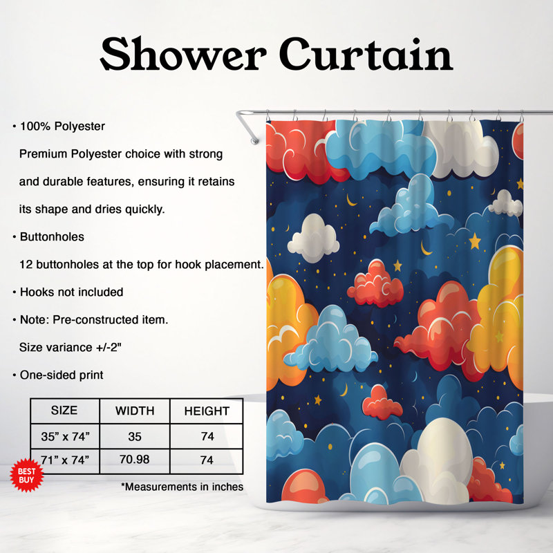 Rideaux de douche Cloudy Dreams - Premium, H 74 po x l 71 po