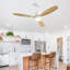 Ventilateur de plafond moderne d'intérieur 52 pouces avec 3 pales en bois massif et télécommande